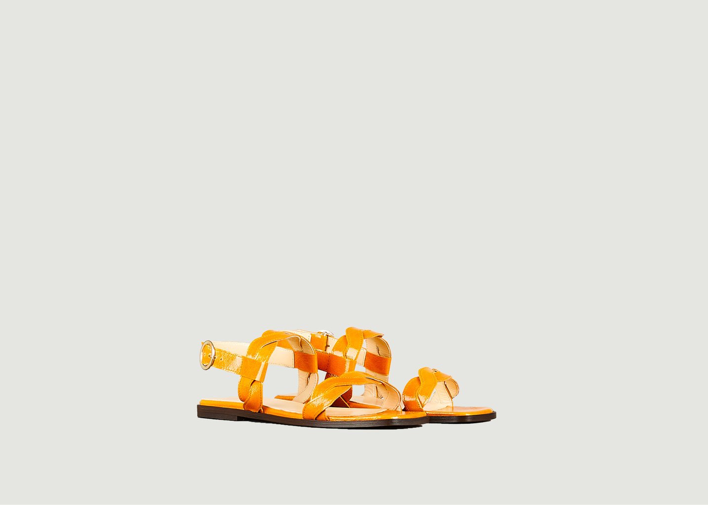 l'exception Sandale plate Rhea en cuir verni souple Orange Tila March