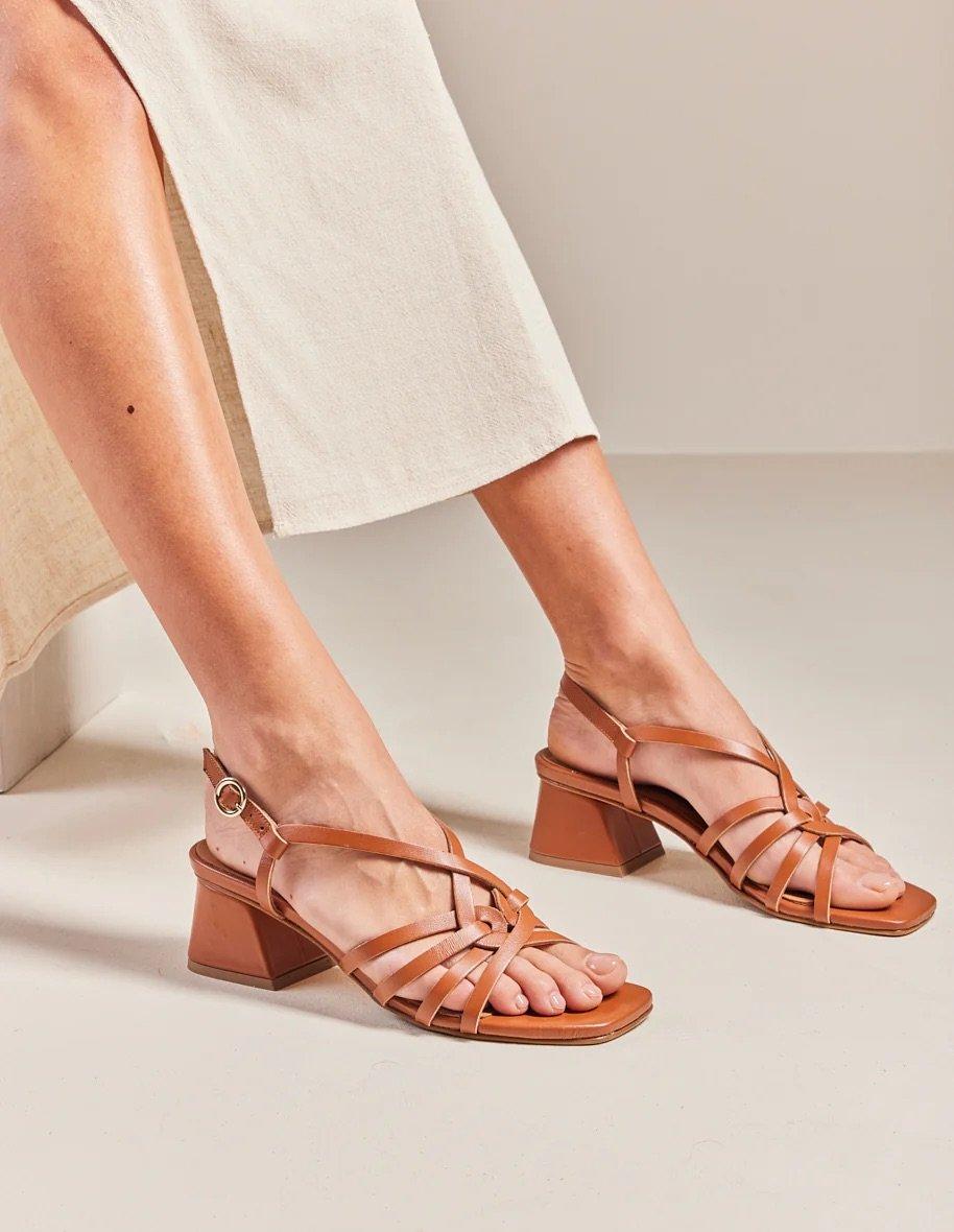 L'exception Sandales à Talons Emilie Cognac Odaje Ex M.Moustache
