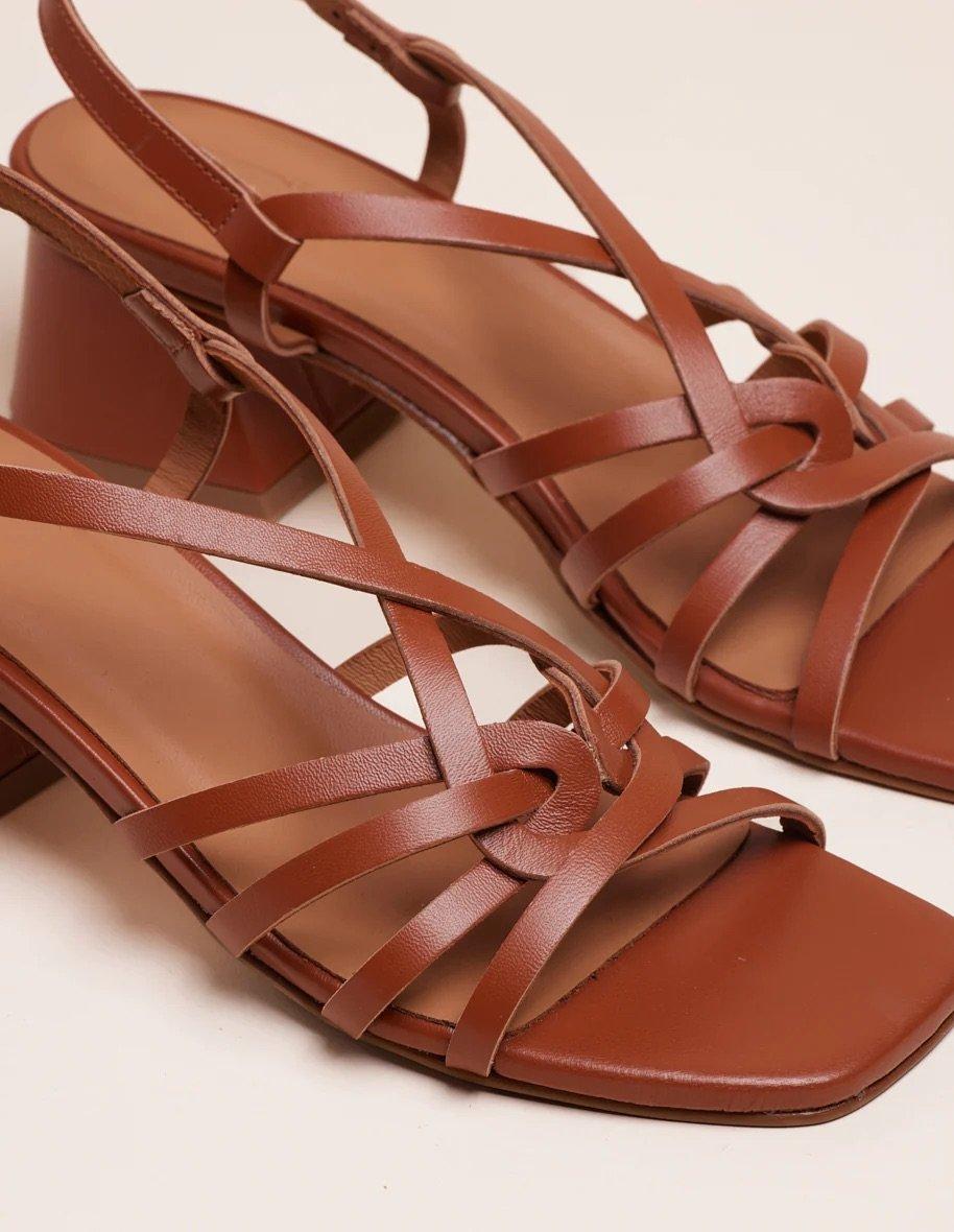 L'exception Sandales à Talons Emilie Cognac Odaje Ex M.Moustache