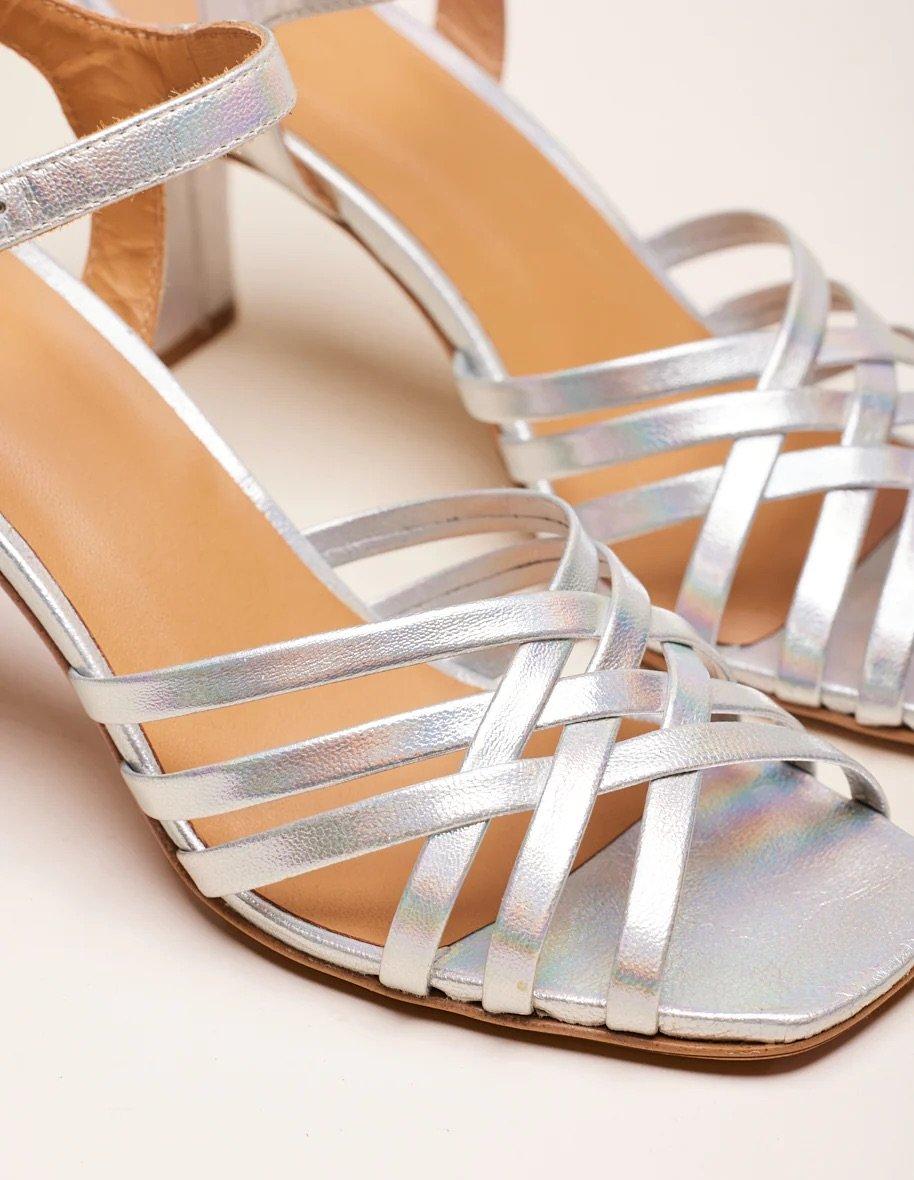 L'exception Sandales à Talons Lise Argent Odaje Ex M.Moustache