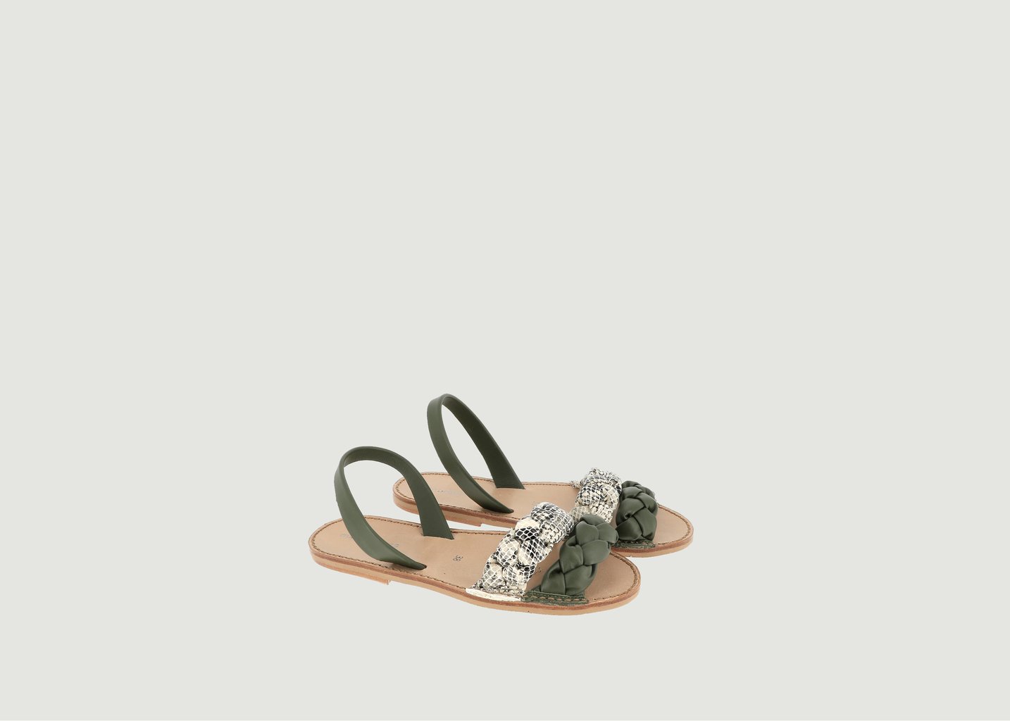 L'exception Sandales Avarca Neo 2 Cuir Blanco Khaki Minorquines