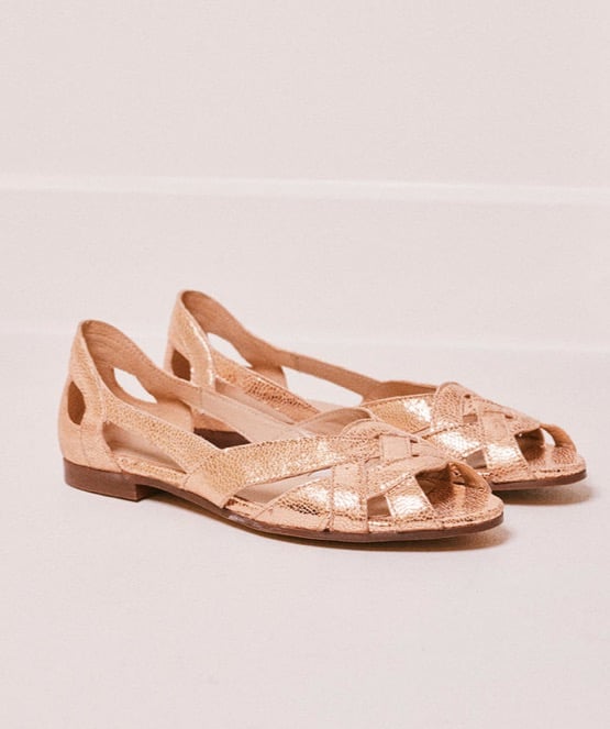L'exception Sandales Clémentine En Cuir Craquelé Rose Odaje Ex M.Moustache