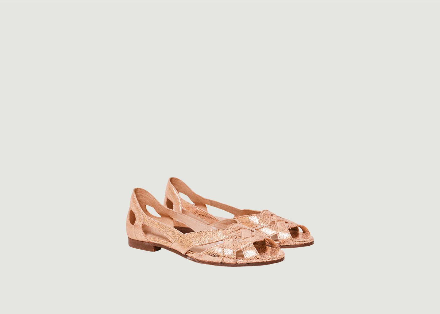 l'exception Sandales Clémentine en cuir craquelé Rose Odaje ex M.Moustache