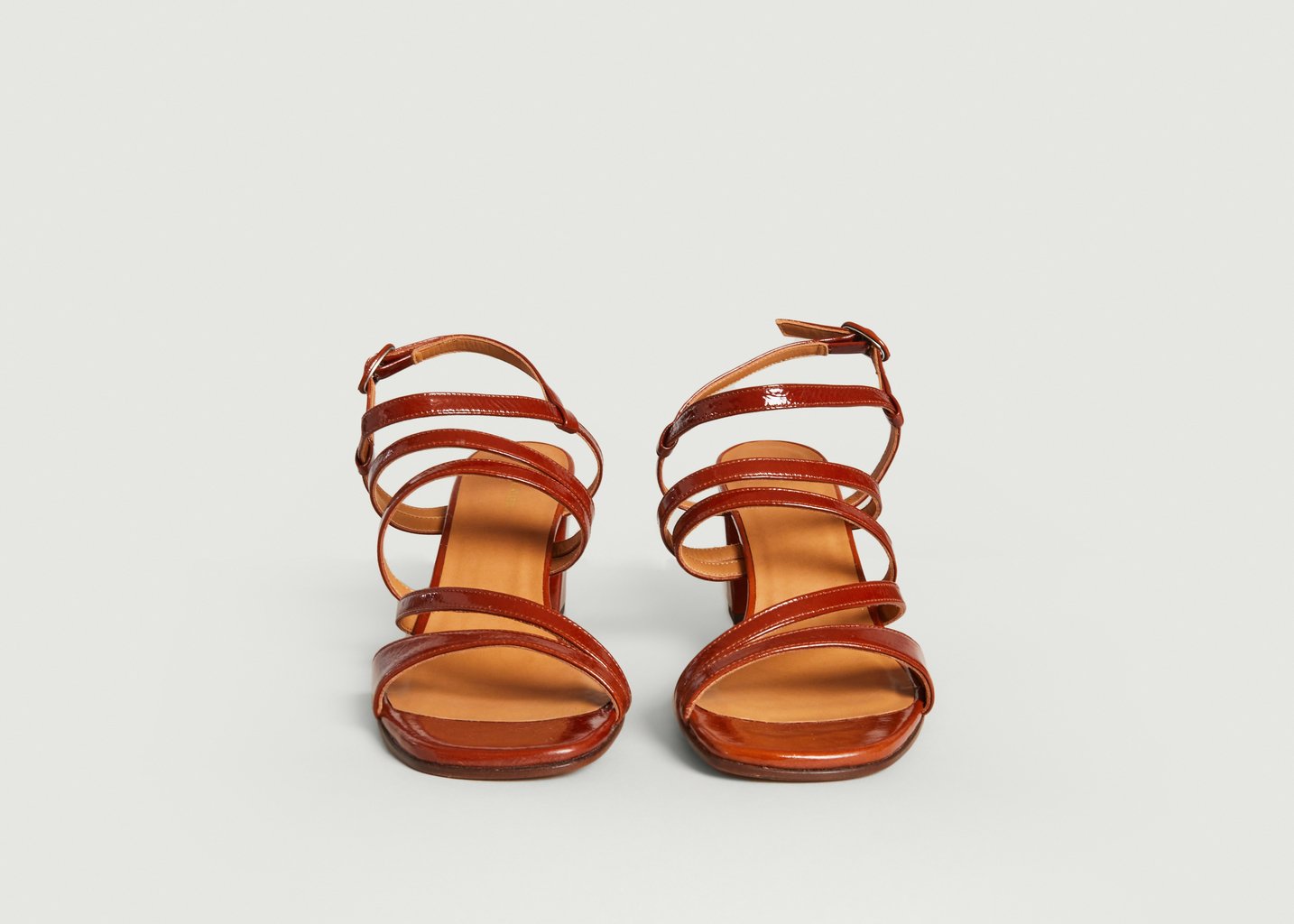 L'exception Sandales Cuir Vernis N°653 Cognac Rivecour