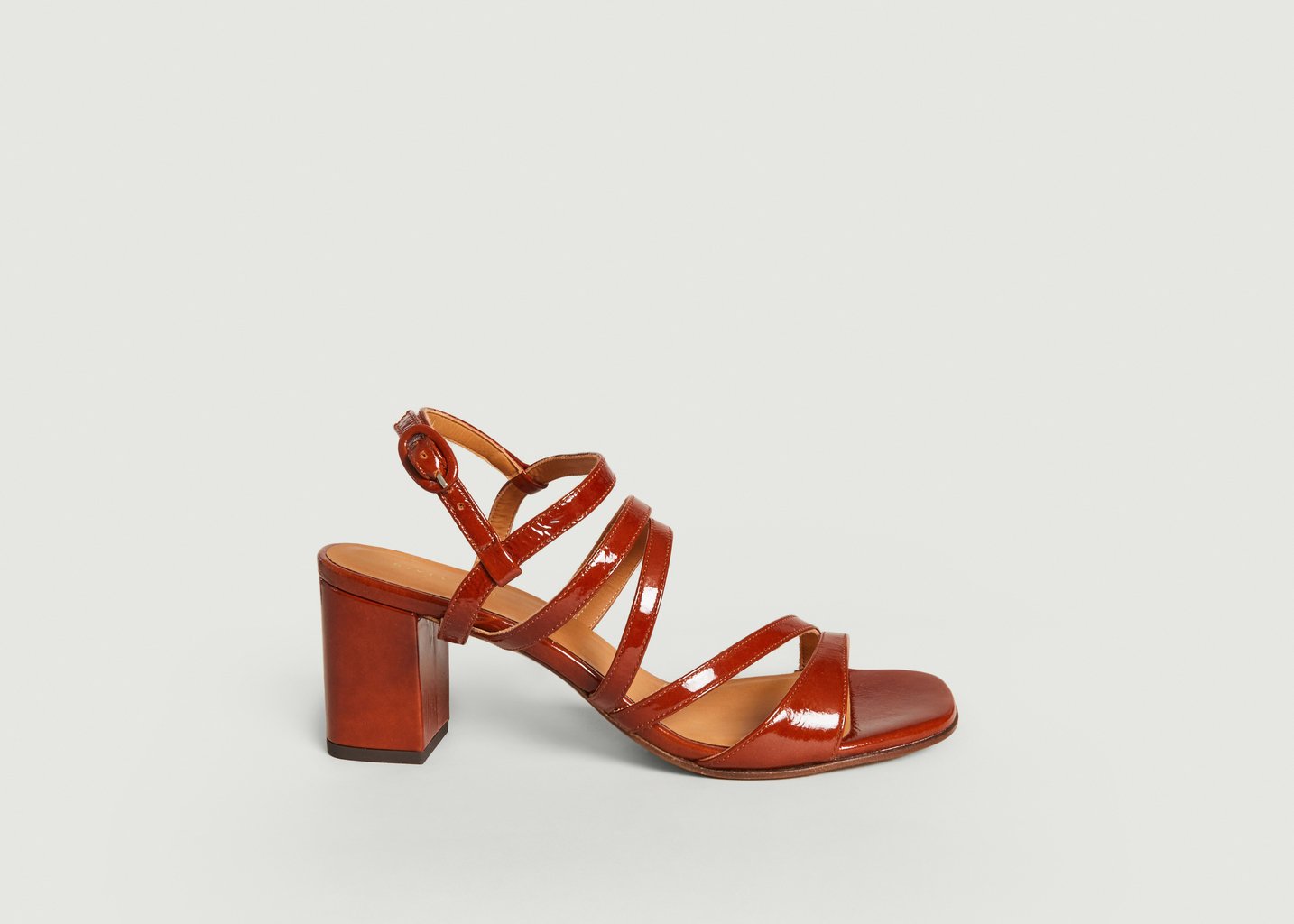 L'exception Sandales Cuir Vernis N°653 Cognac Rivecour