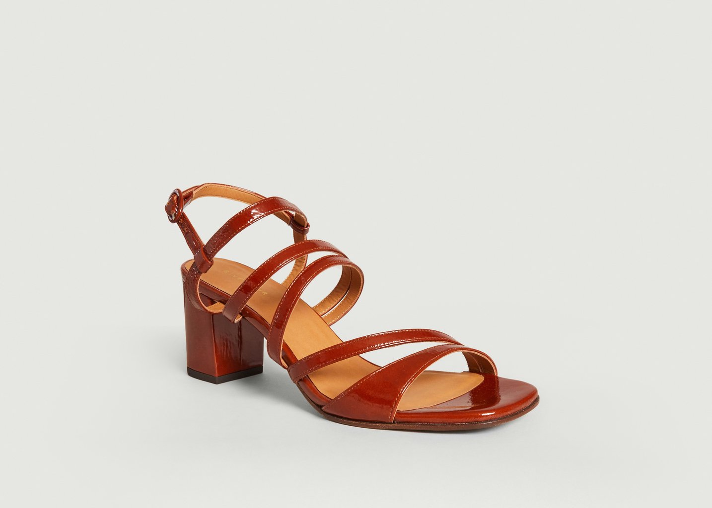 l'exception Sandales cuir vernis N°653 Cognac Rivecour