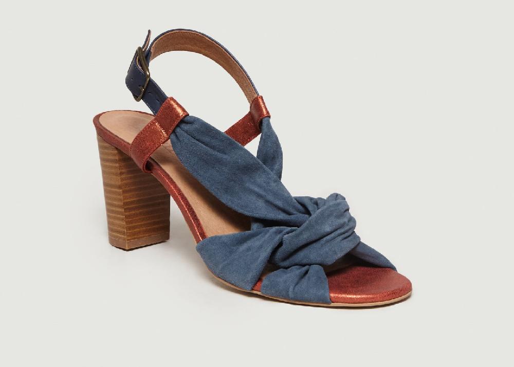 L'exception Sandales En Cuir A Talons Maab Bleu Sessùn