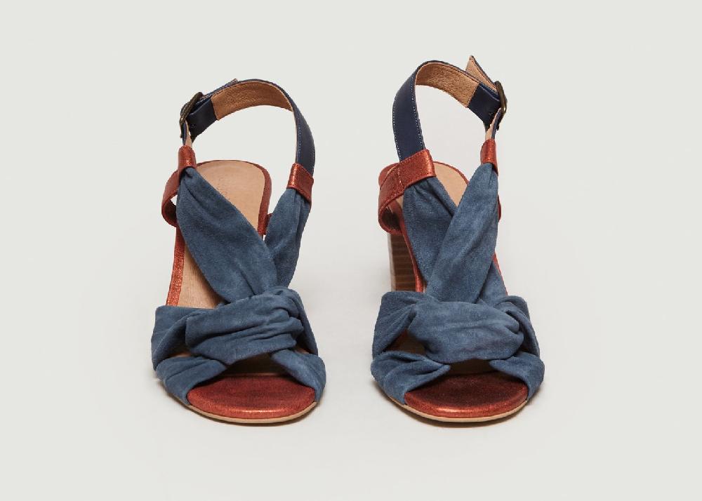 L'exception Sandales En Cuir A Talons Maab Bleu Sessùn