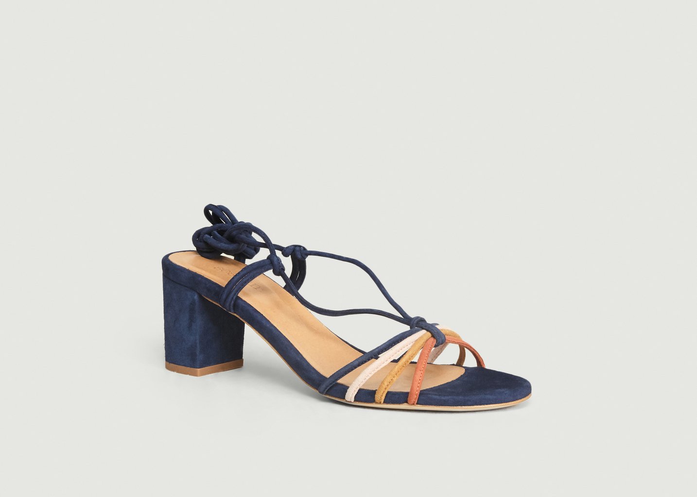 L'exception Sandales En Cuir à Talons Stellina Bleu Marine Sessùn