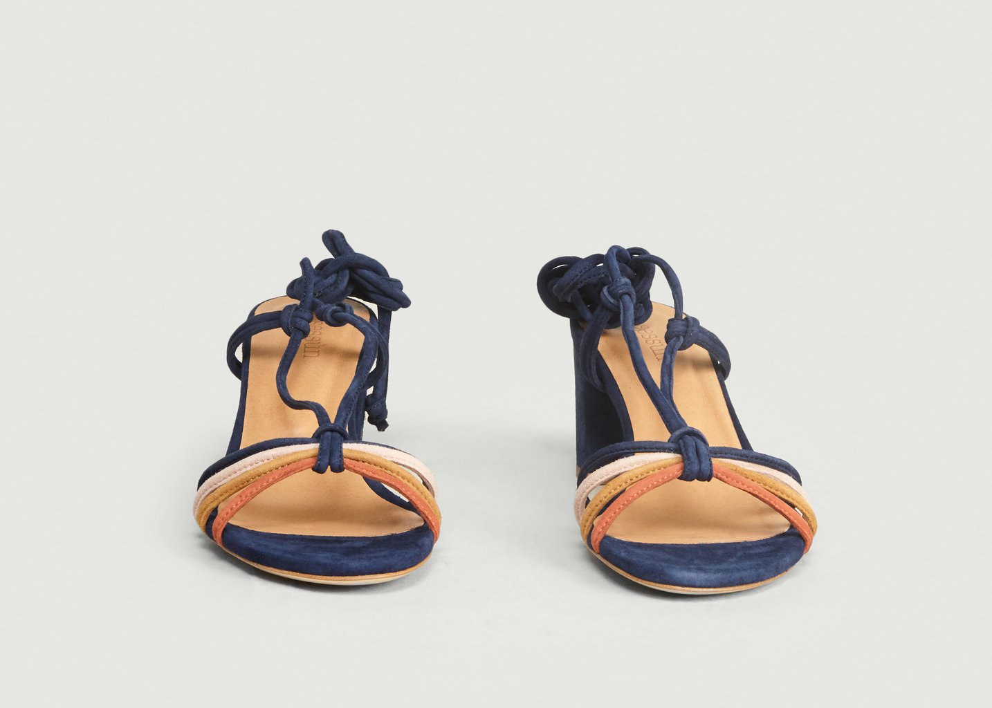 L'exception Sandales En Cuir à Talons Stellina Bleu Marine Sessùn