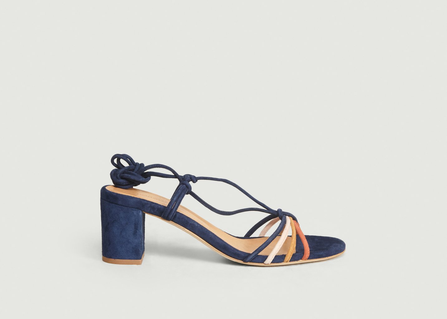 L'exception Sandales En Cuir à Talons Stellina Bleu Marine Sessùn