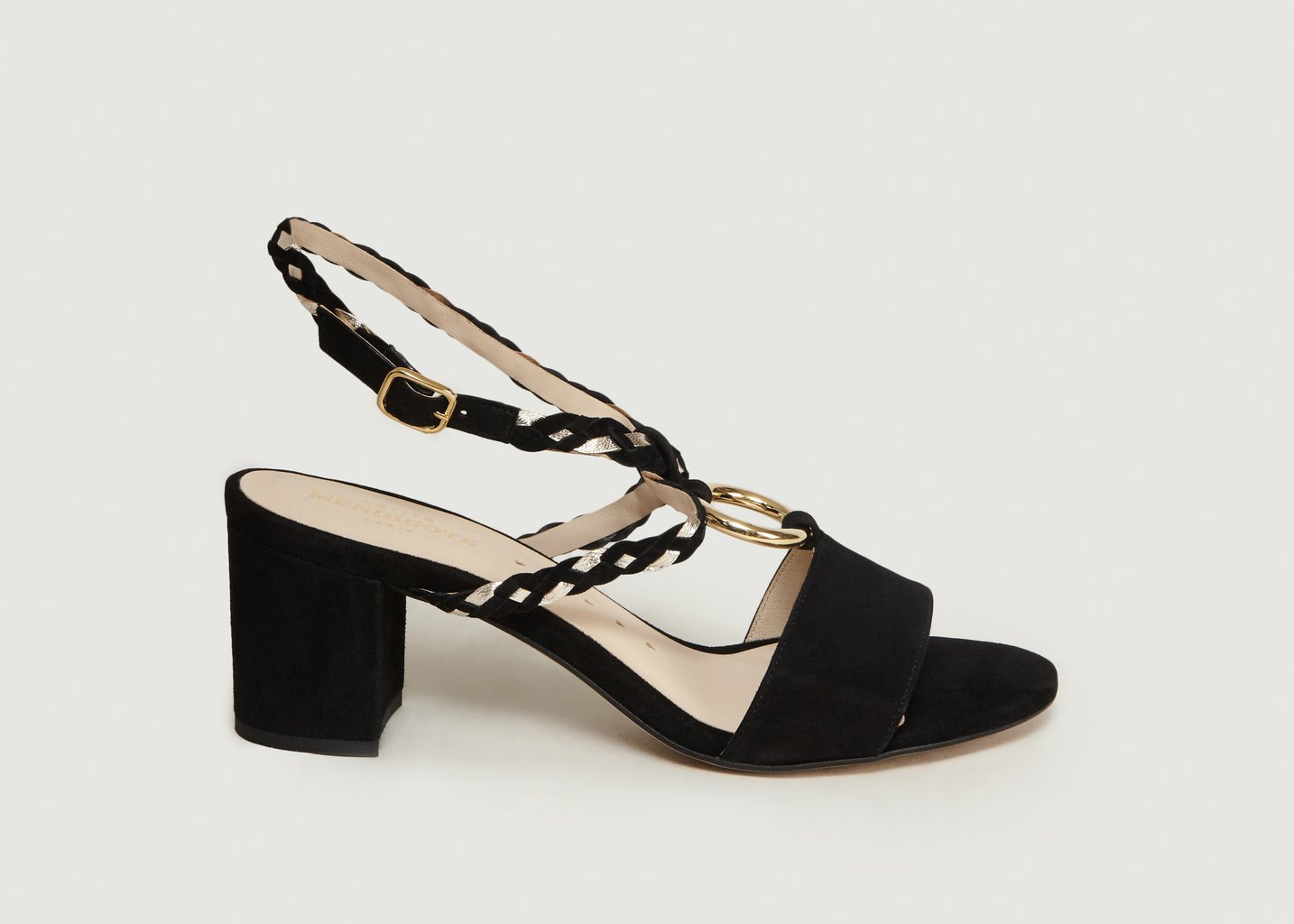 L'exception Sandales En Cuir Avec Anneau Hepburn Noir Petite Mendigote Paris