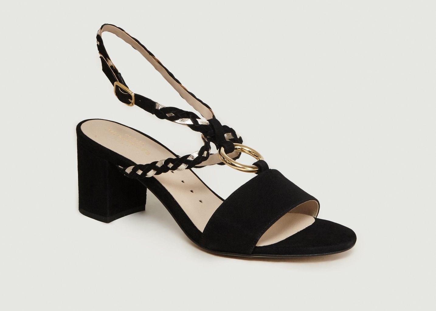 l'exception Sandales En Cuir Avec Anneau Hepburn Noir Petite Mendigote Paris