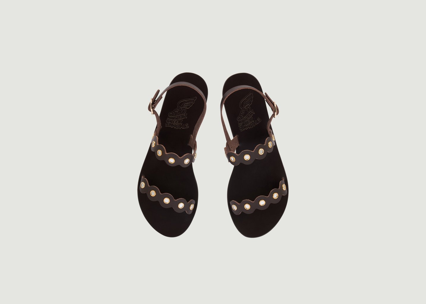 L'exception Sandales En Cuir Clio Mirrors Marron Ancient Greek Sandals