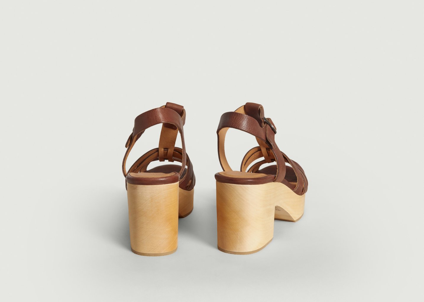 L'exception Sandales En Cuir Et Bois Stipa Brun Sessùn