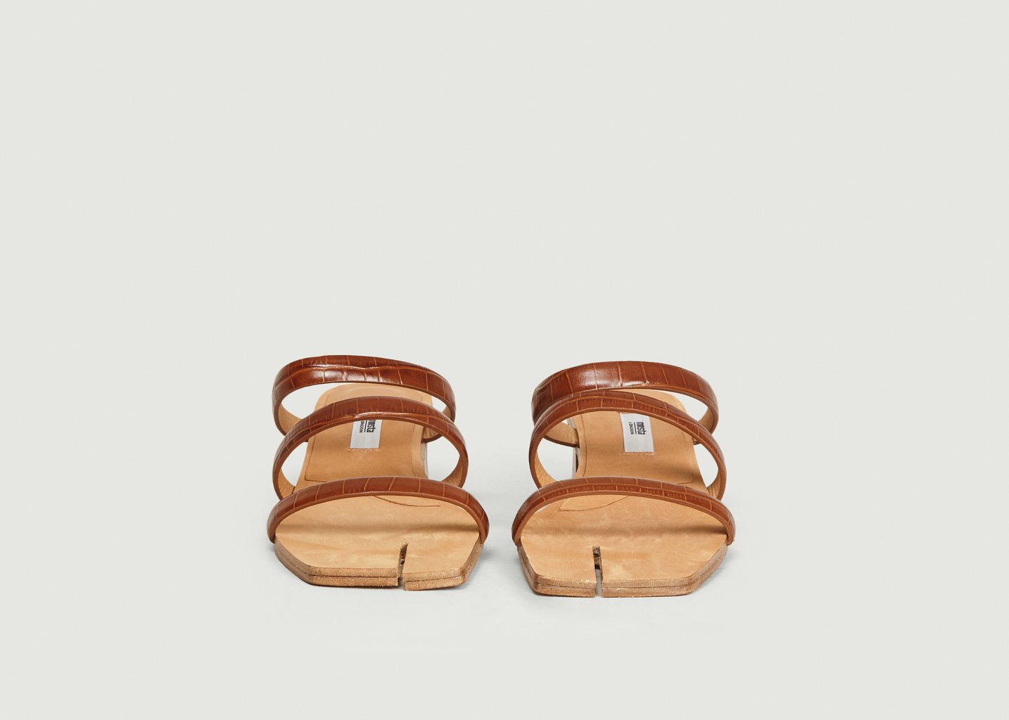 L'exception Sandales En Cuir Motif Croco Linley Clay Marron Miista