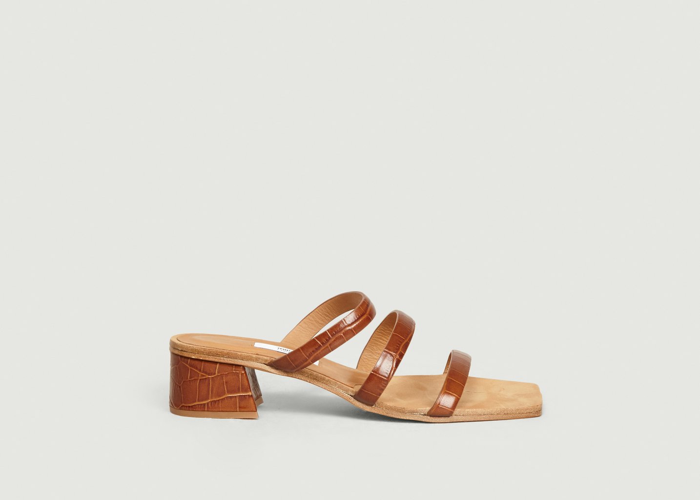 L'exception Sandales En Cuir Motif Croco Linley Clay Marron Miista