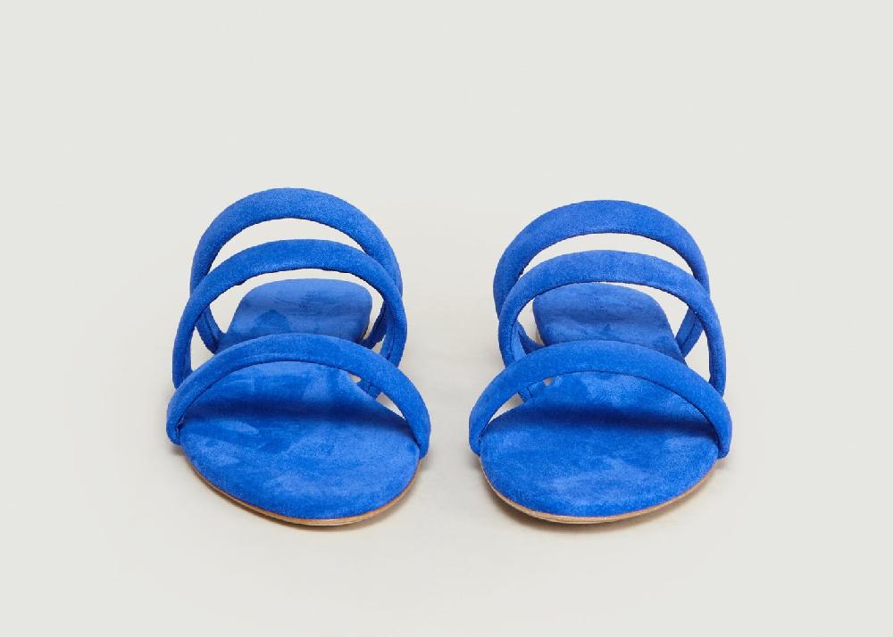 L'exception Sandales En Cuir Suédé Chrissy Bleu Aeyde