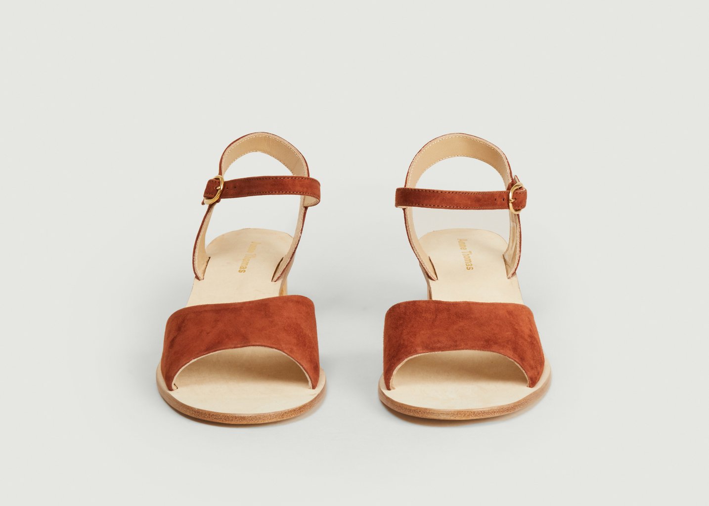 L'exception Sandales En Cuir Velours Emily Fauve Anne Thomas Chaussures