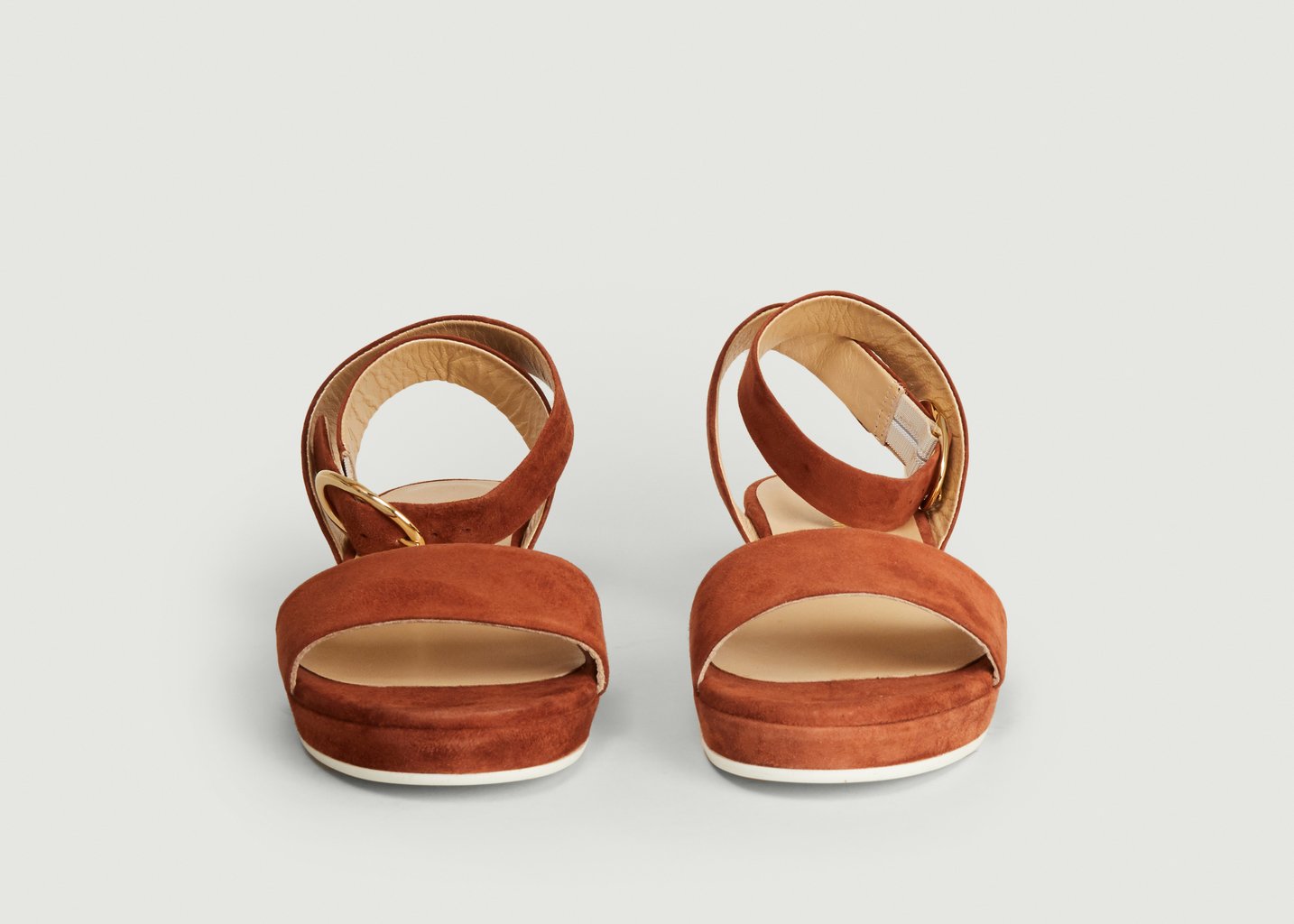 L'exception Sandales En Cuir Velours Romane Fauve Anne Thomas Chaussures
