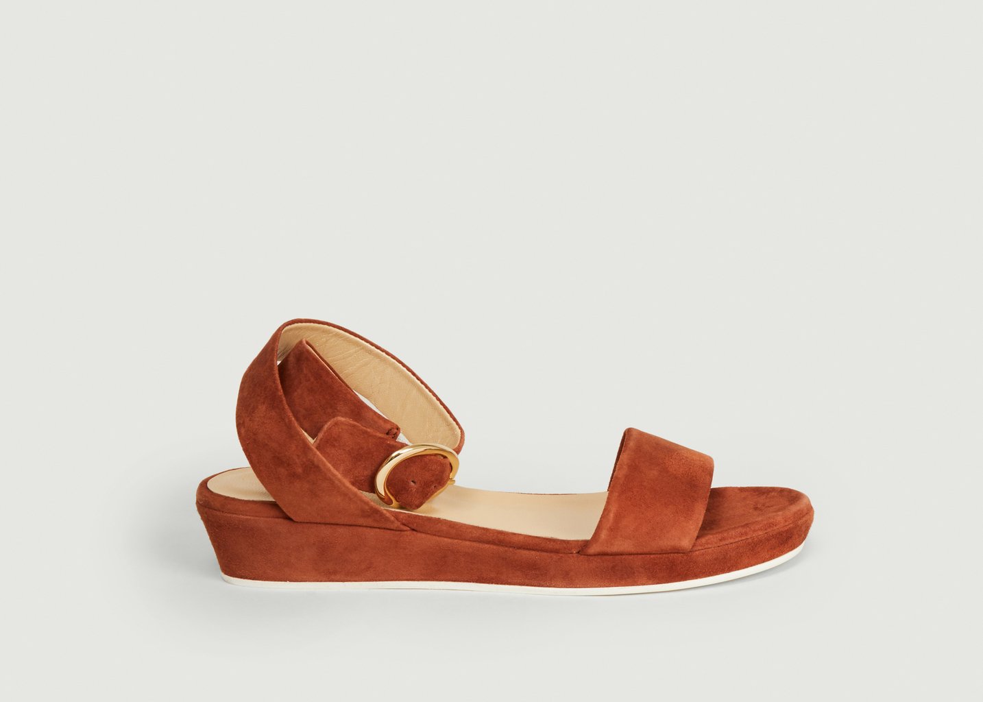 L'exception Sandales En Cuir Velours Romane Fauve Anne Thomas Chaussures