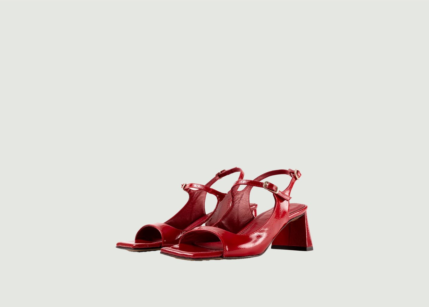 L'exception Sandales En Cuir Verni Froissé à Talons Clavel Rouge Souliers Martinez