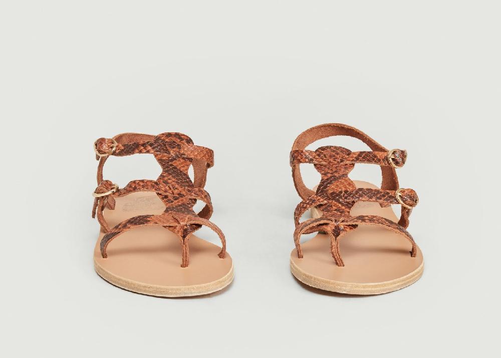 L'exception Sandales Grace Kelly Effet Python Cognac Ancient Greek Sandals