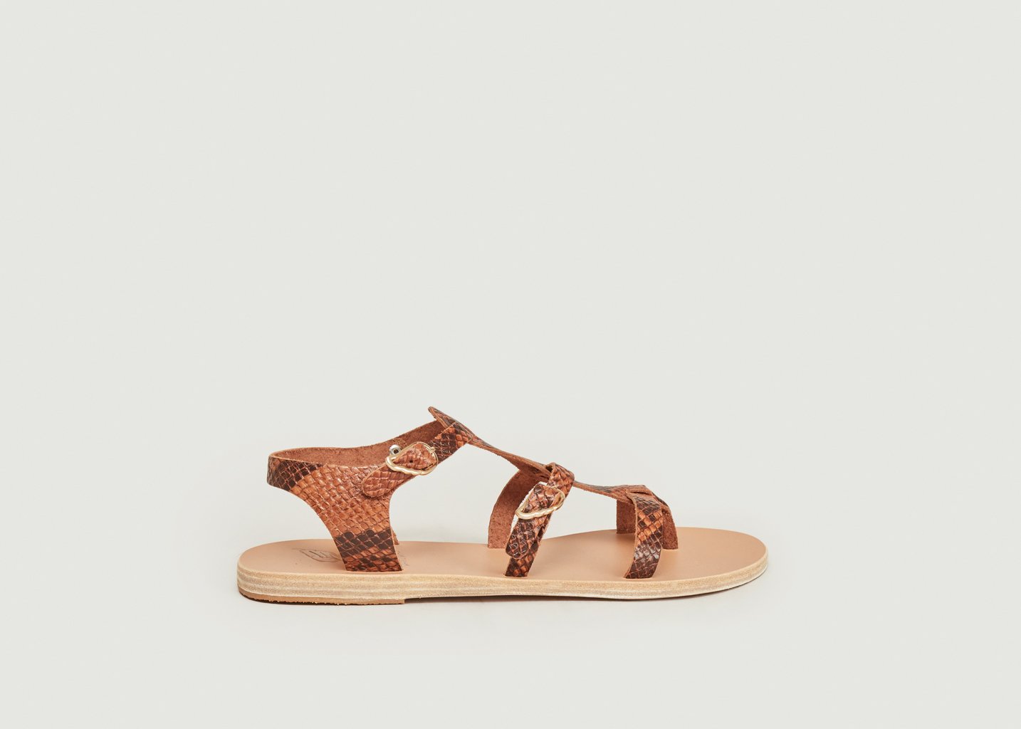 L'exception Sandales Grace Kelly Effet Python Cognac Ancient Greek Sandals