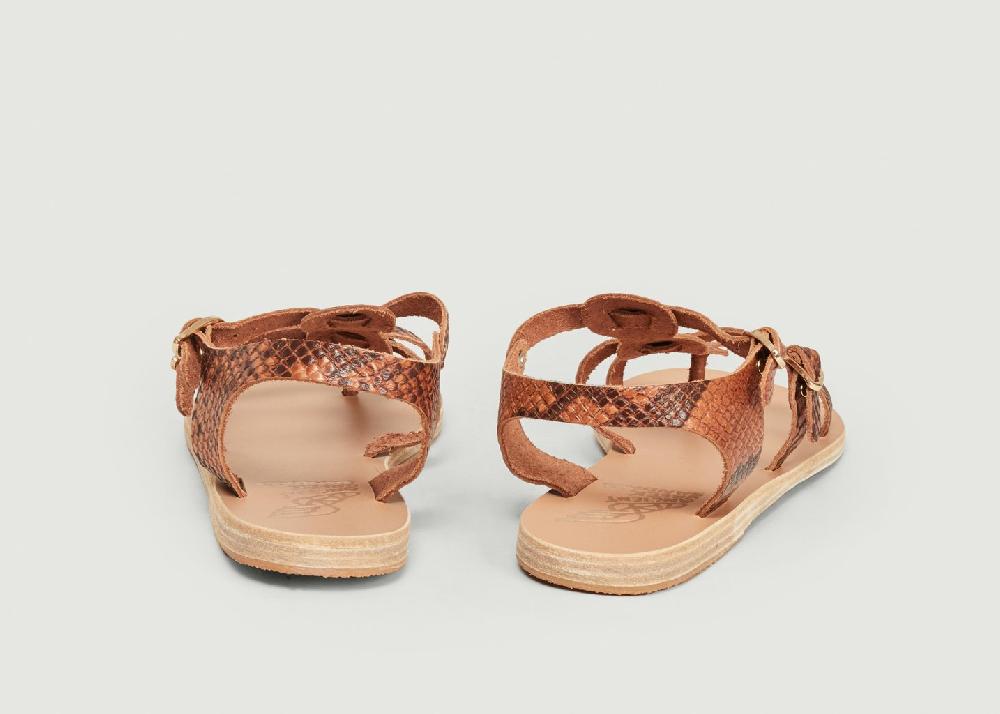 L'exception Sandales Grace Kelly Effet Python Cognac Ancient Greek Sandals