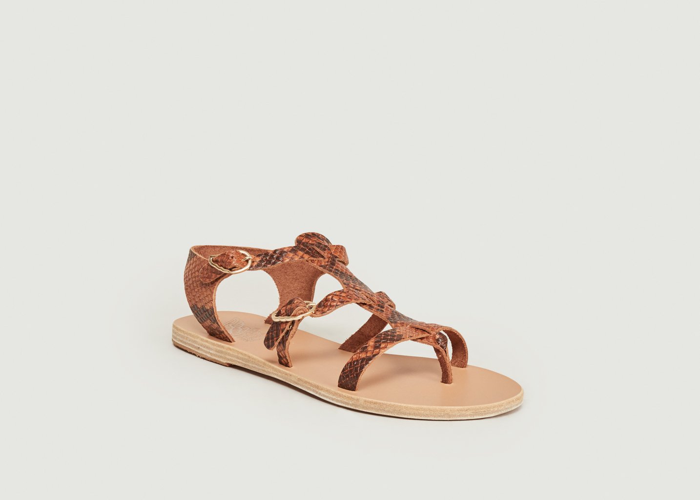 l'exception Sandales Grace Kelly effet python Cognac Ancient Greek Sandals
