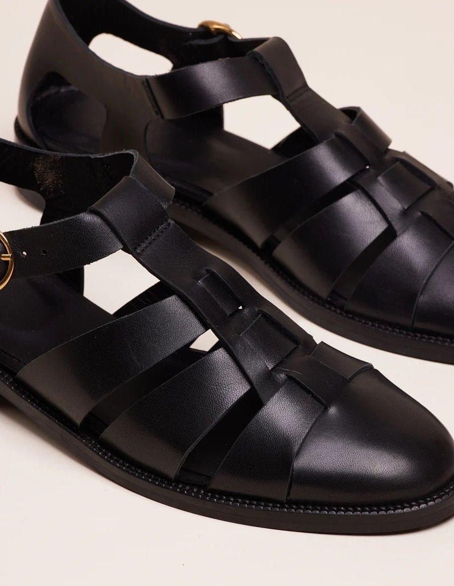 L'exception Sandales Inès Noir Odaje Ex M.Moustache