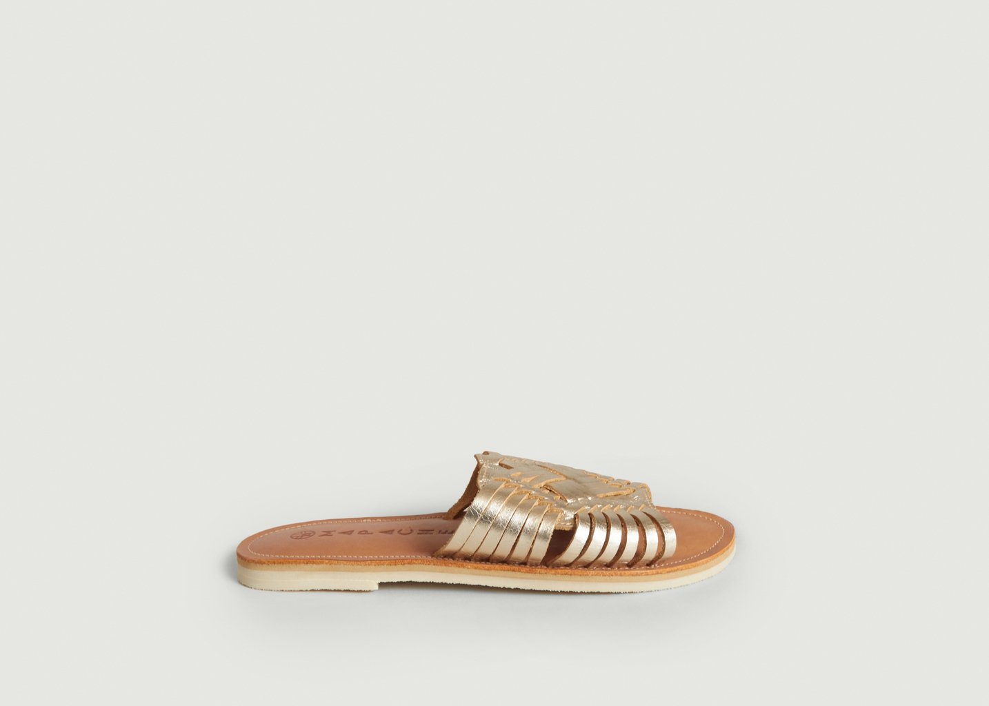L'exception Sandales Isla En Cuir De Vachette Champagne Mapache
