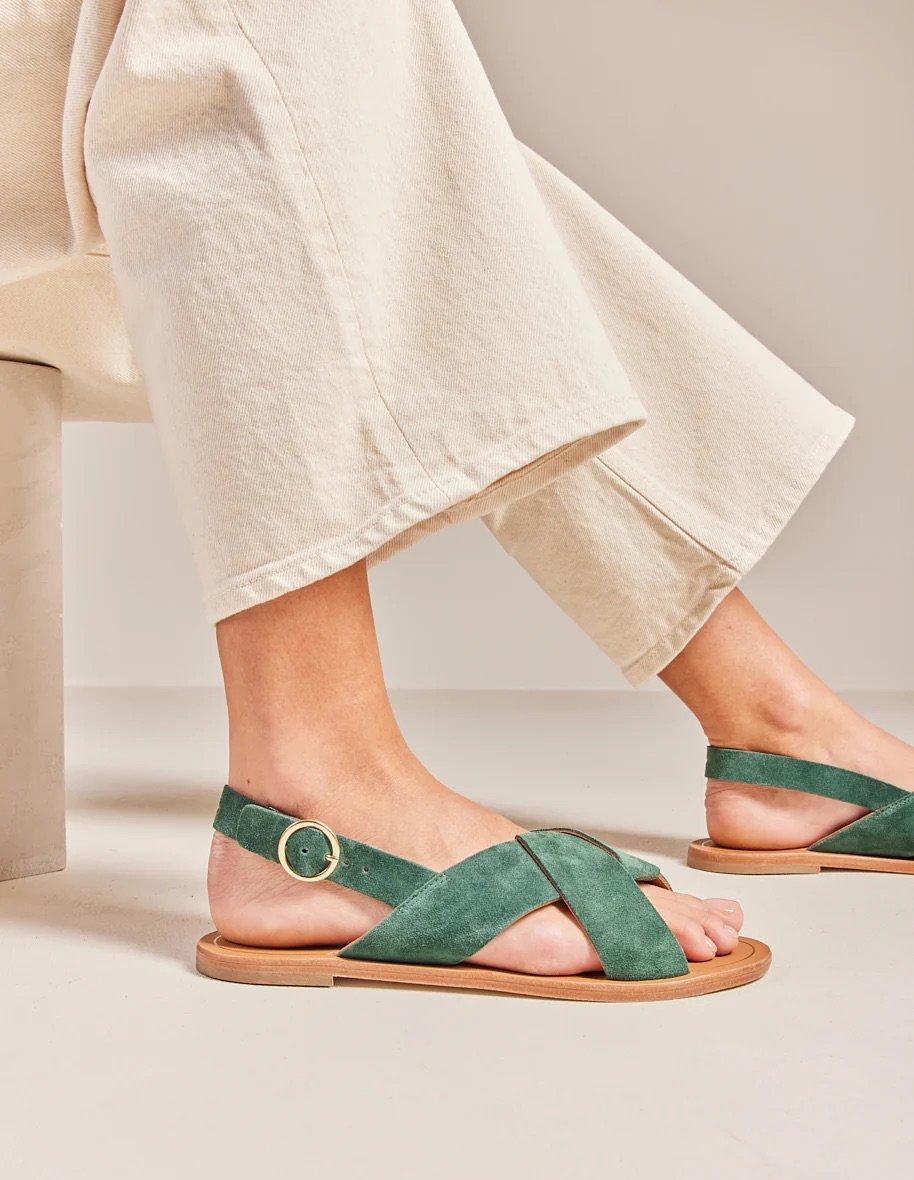 L'exception Sandales Paloma Vert Sapin Odaje Ex M.Moustache