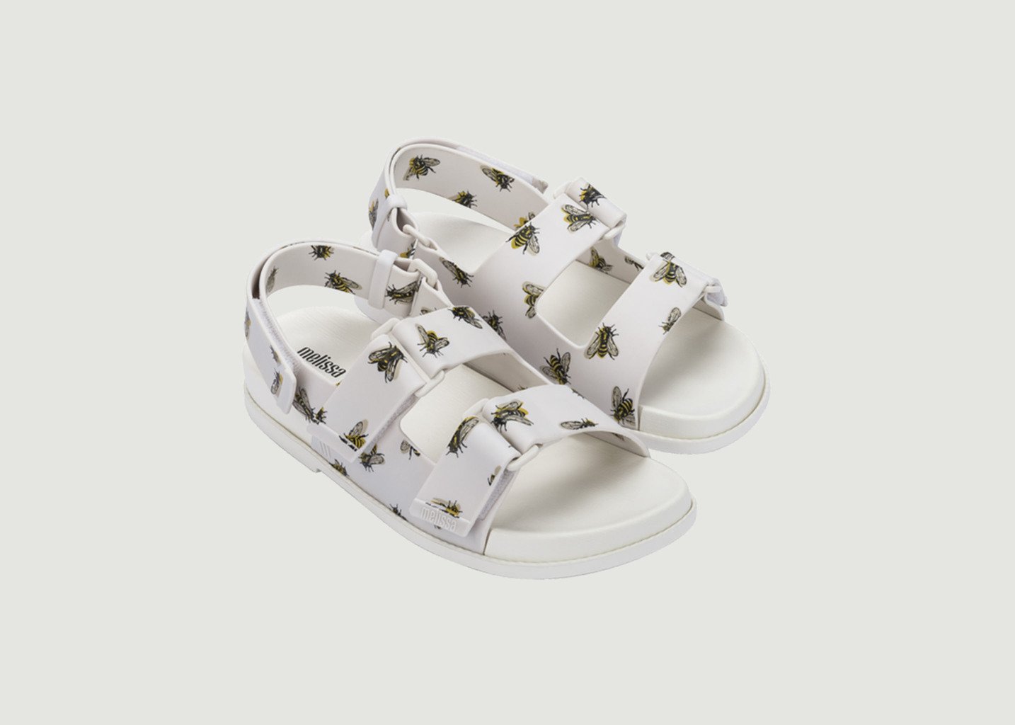 L'exception Sandales Papette Motif Abeille Blanc Melissa