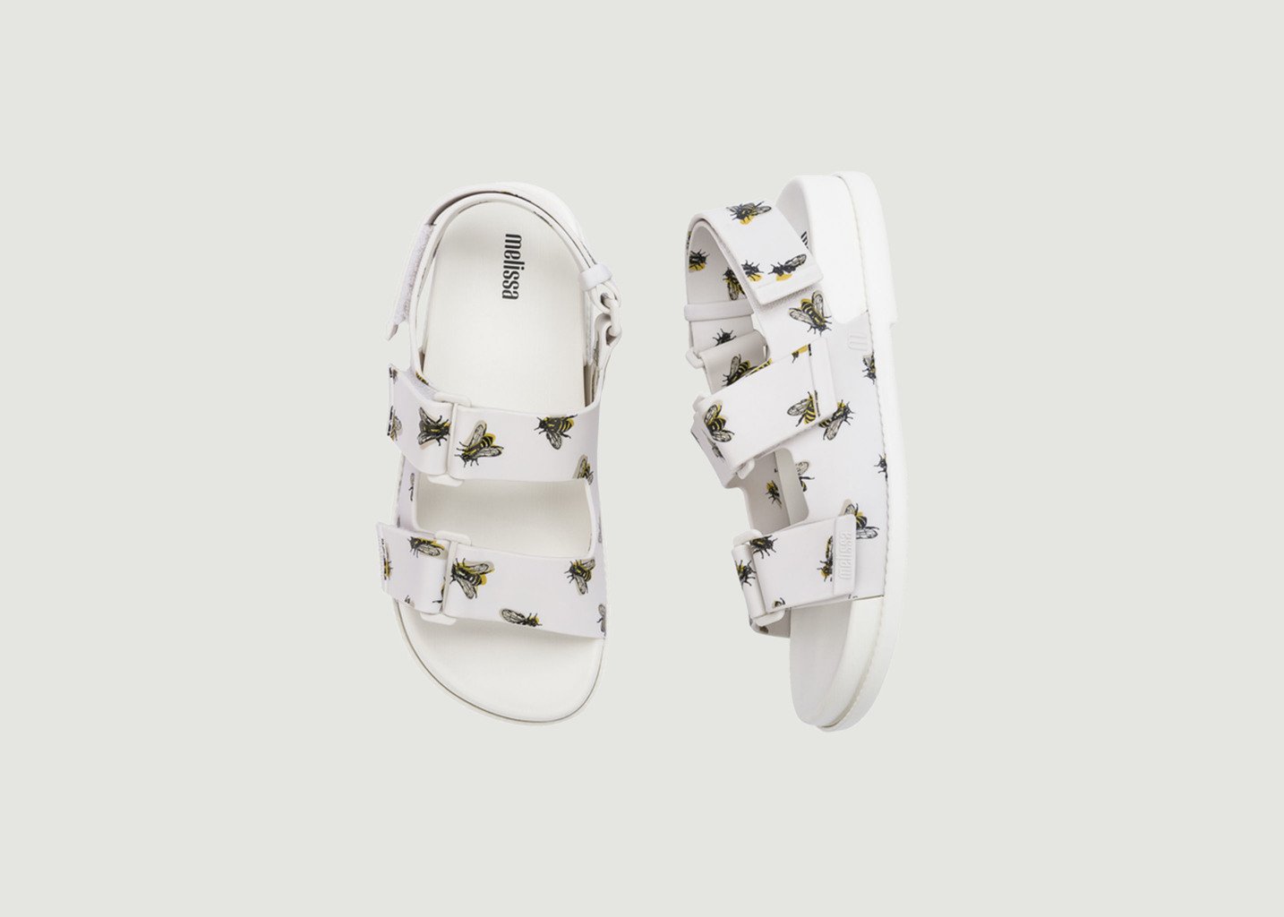 L'exception Sandales Papette Motif Abeille Blanc Melissa