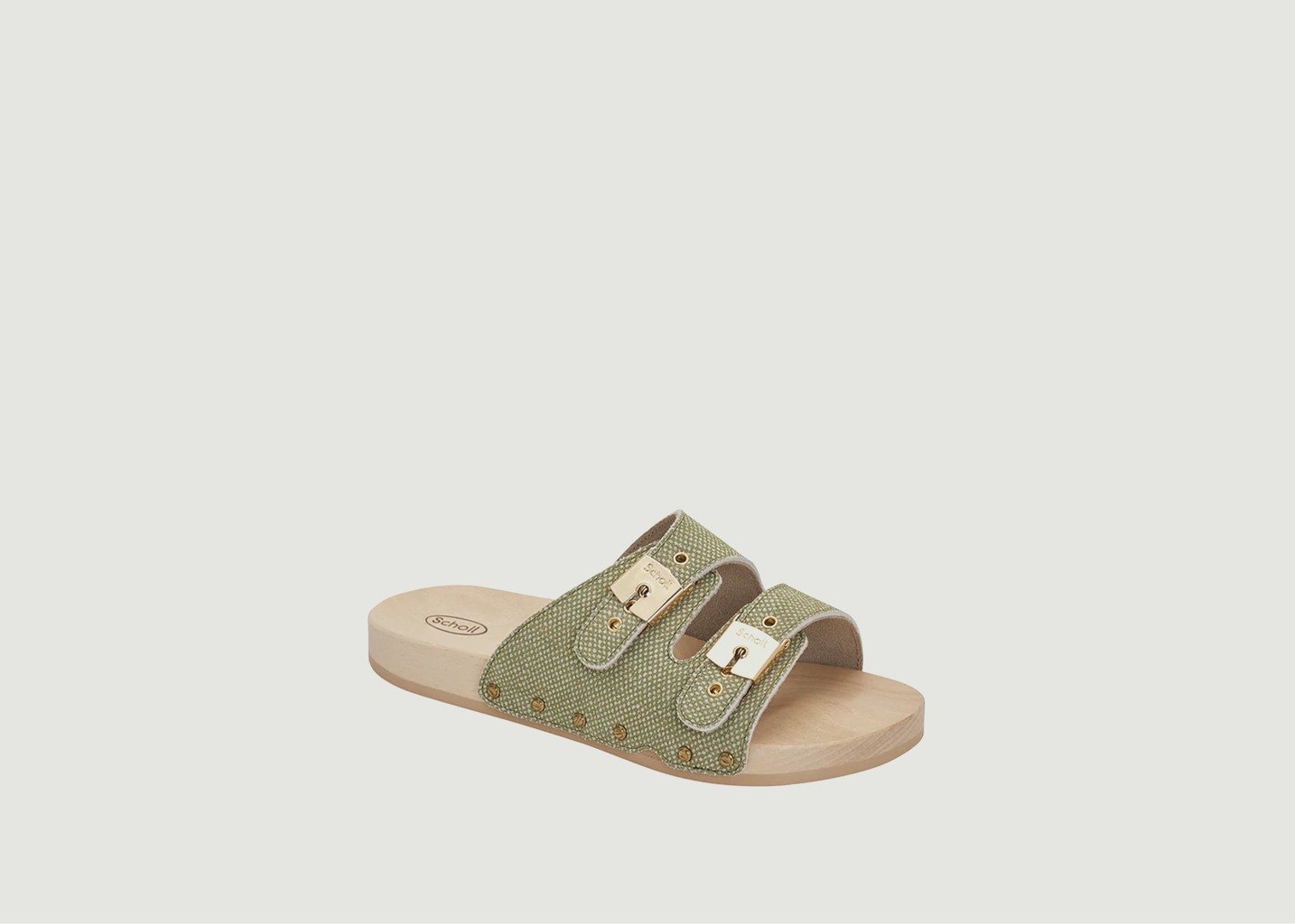 L'exception Sandales Pescura En Cuir Et Bois Vert Scholl