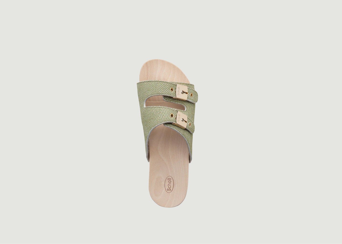 L'exception Sandales Pescura En Cuir Et Bois Vert Scholl