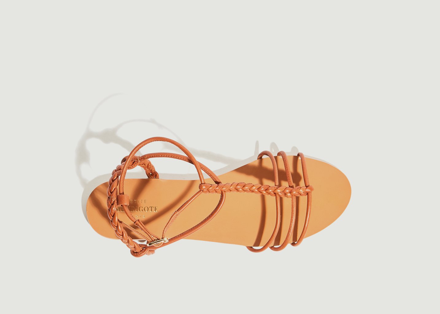 L'exception Sandales Plates En Cuir Calebe Caramel Petite Mendigote Paris