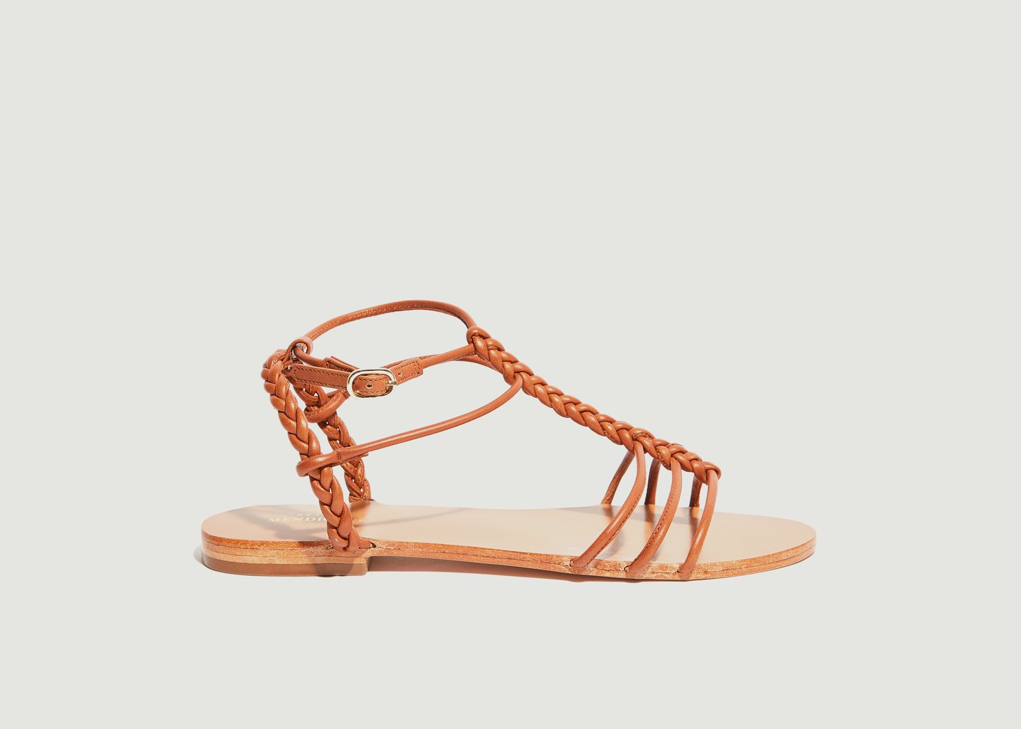 l'exception Sandales plates en cuir Calebe Caramel Petite Mendigote Paris