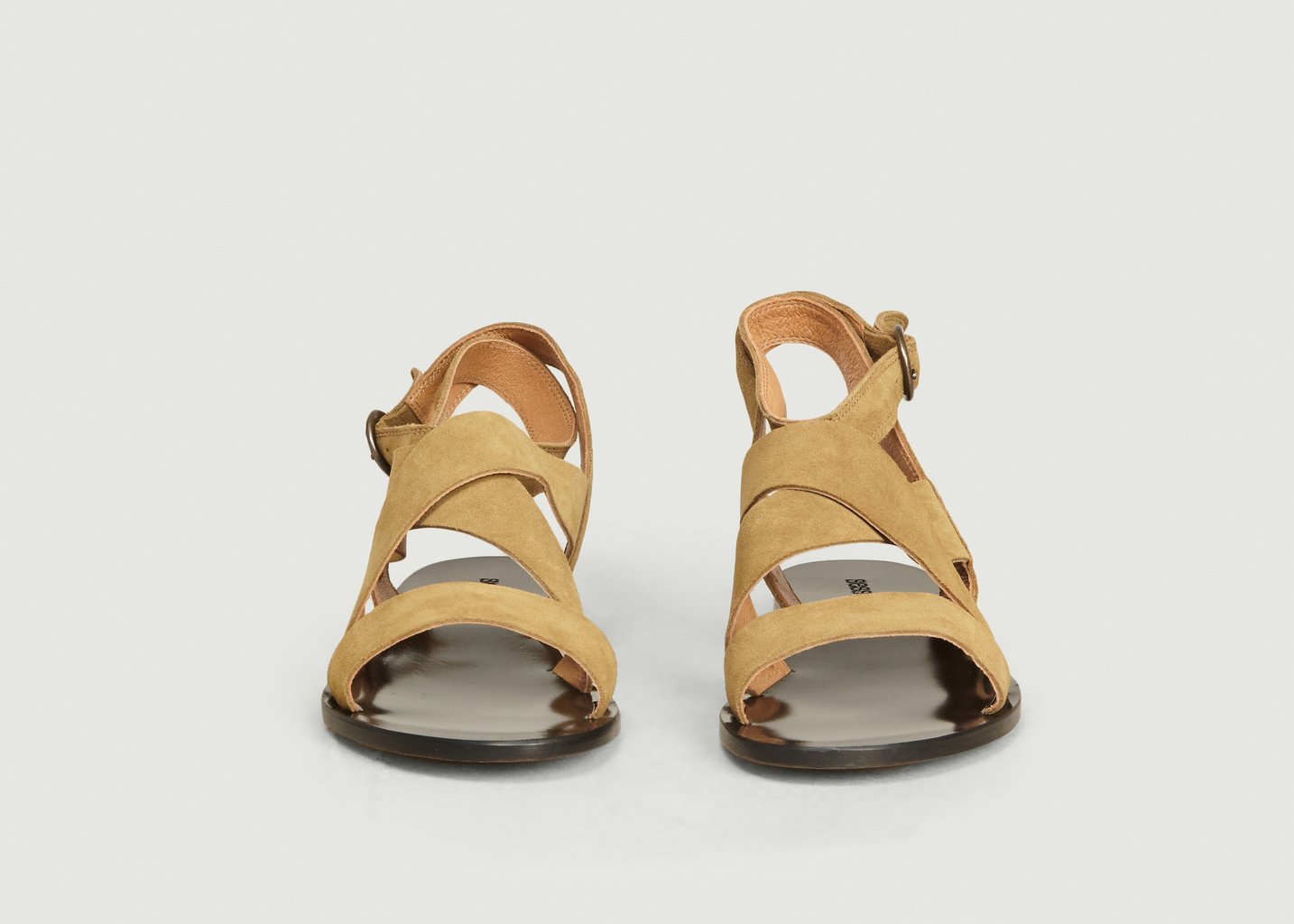L'exception Sandales Plates En Cuir Suédé Giudi Beige Sessùn