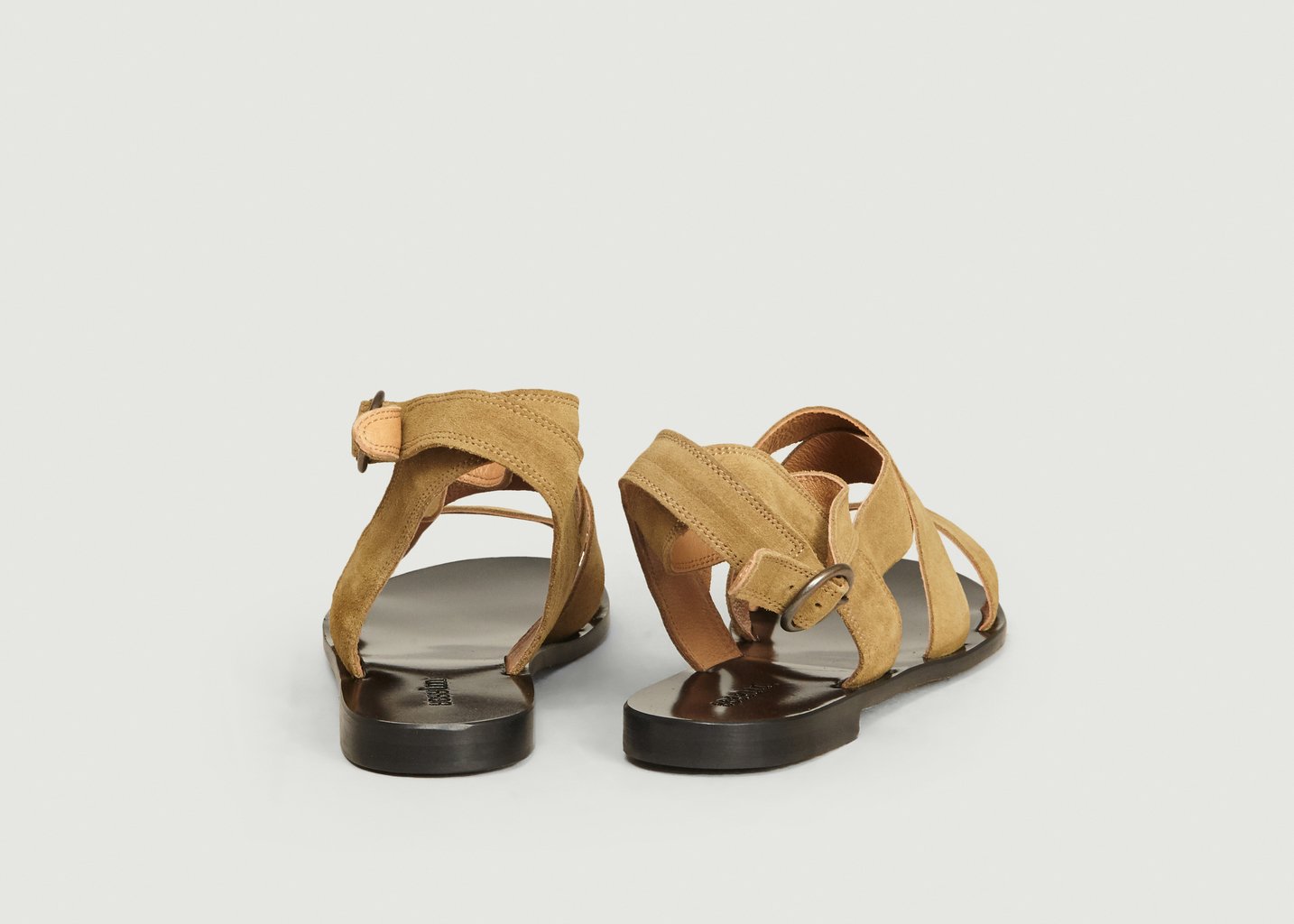 L'exception Sandales Plates En Cuir Suédé Giudi Beige Sessùn