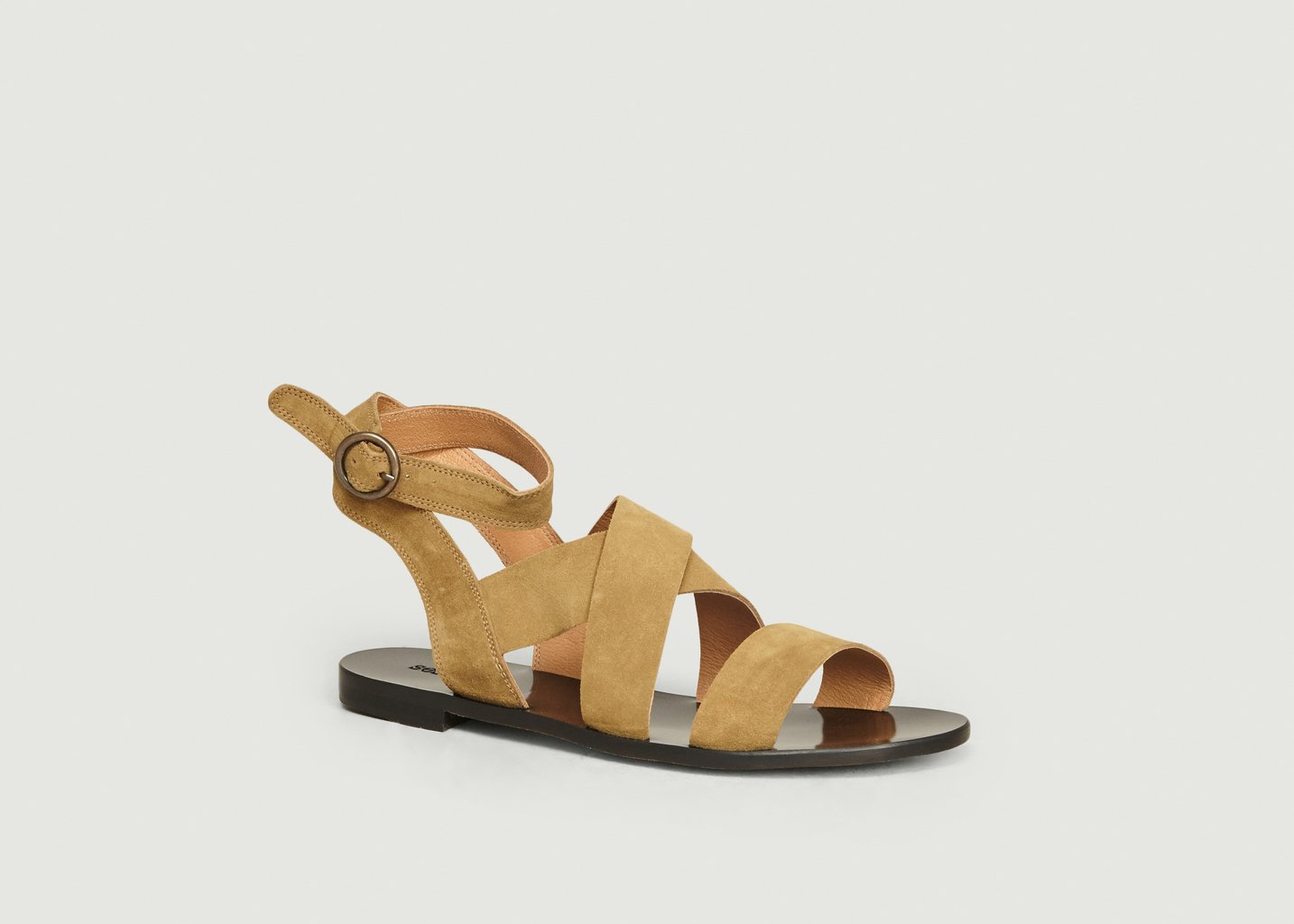 l'exception Sandales plates en cuir suédé Giudi Beige Sessùn