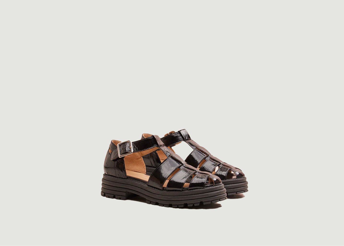 l'exception Sandales plates Tess Noir Odaje ex M.Moustache