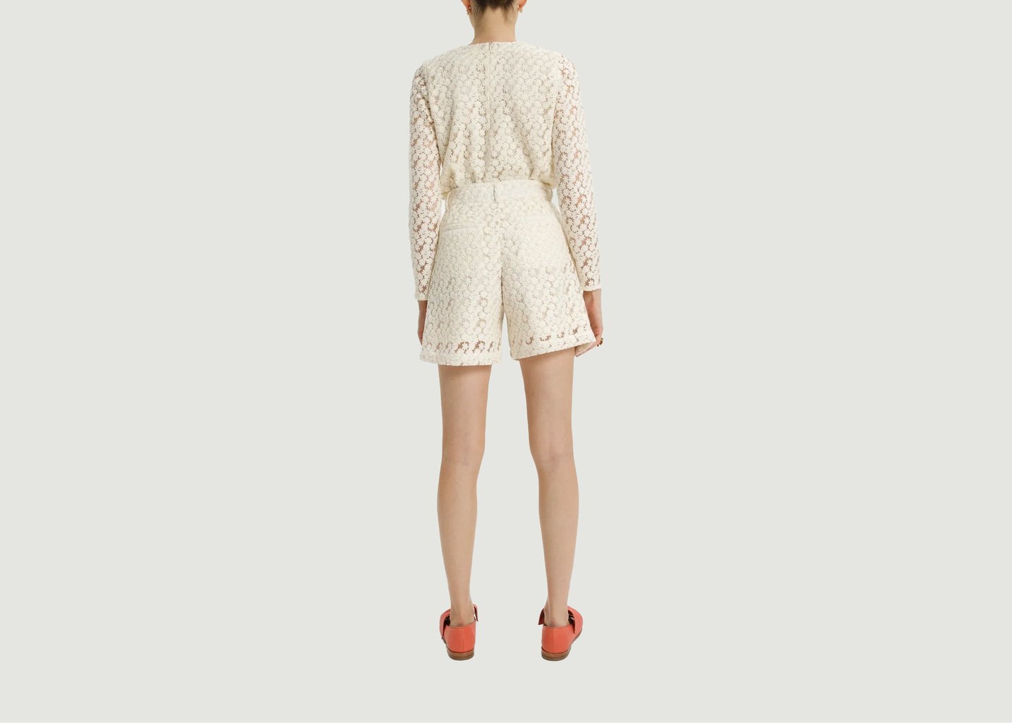 L'exception Short Beckett En Dentelle Brodée Ecru Heimstone
