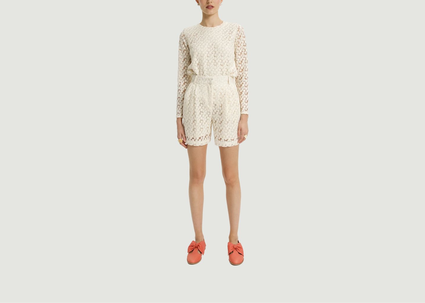l'exception Short Beckett en dentelle brodée Ecru Heimstone