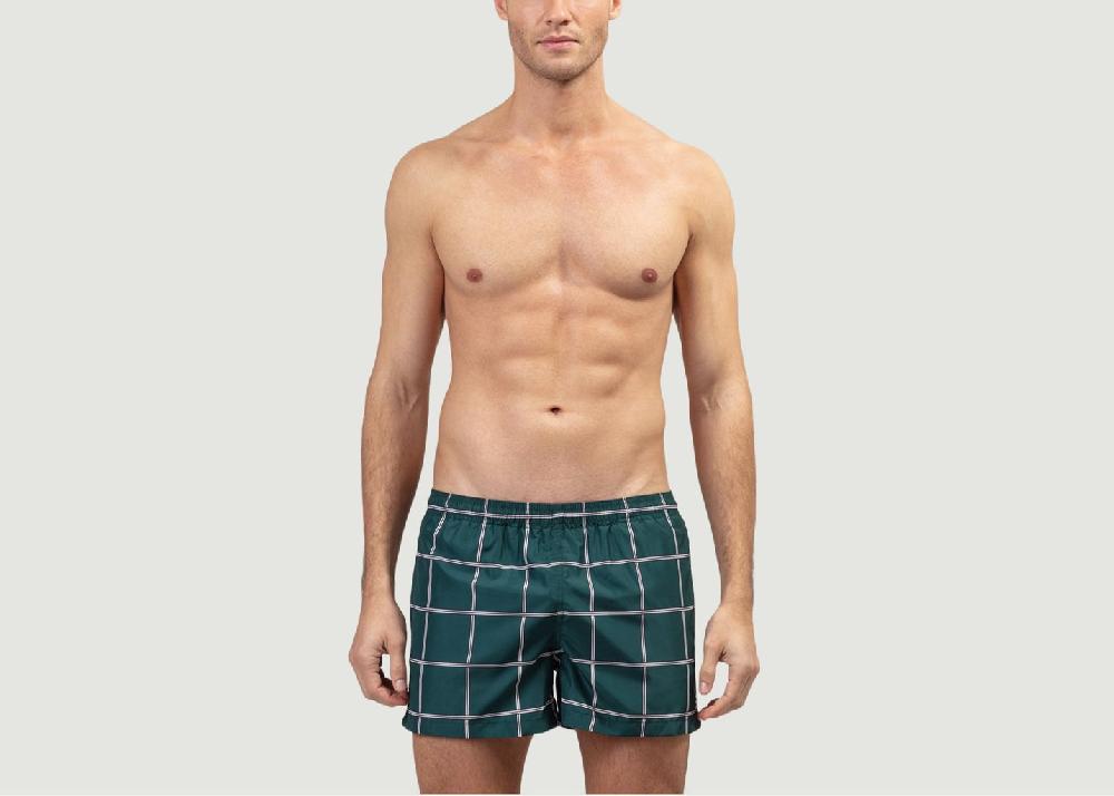 L'exception Short De Bain à Carreaux Vert Sapin Ron Dorff
