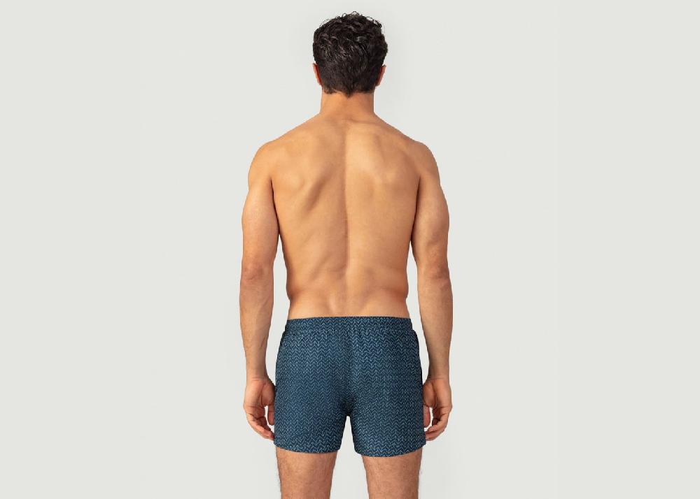 L'exception Short De Bain à Motif Nordique Bleu Marine Ron Dorff