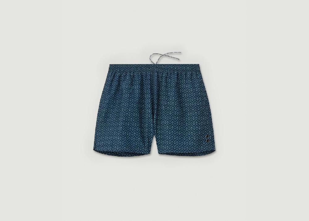 L'exception Short De Bain à Motif Nordique Bleu Marine Ron Dorff