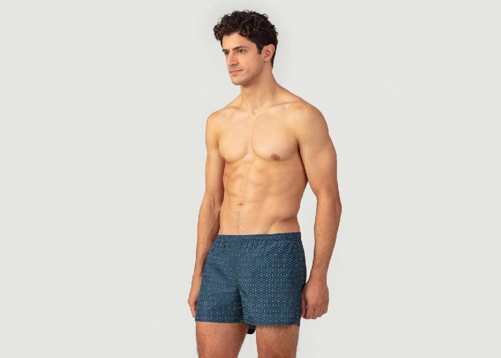 l'exception Short de bain à motif nordique Bleu Marine Ron Dorff