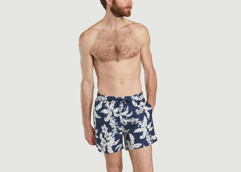 L'exception Short De Bain à Motif Palm Lei Bleu Marine Gant